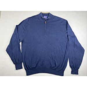 Pendleton Cashmere Sweater Mens XL Pullover 1/4 Zip Knit Long Sleeve Blue Fitted
